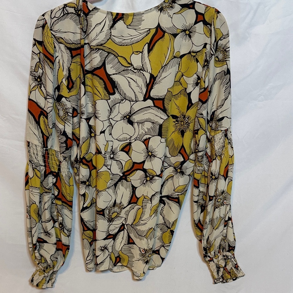 CAbi Women's Floral Blouse - Yellow, Black, and Orange - Picture 5 of 6